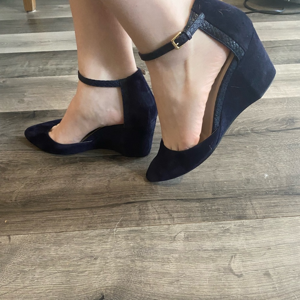 Cole Haan blue suede wedges